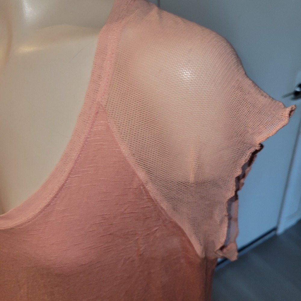 RXB Pink Lace Detail Mesh Sleeve Tunic Top XL embroidered floral cottagecore - Picture 3 of 7